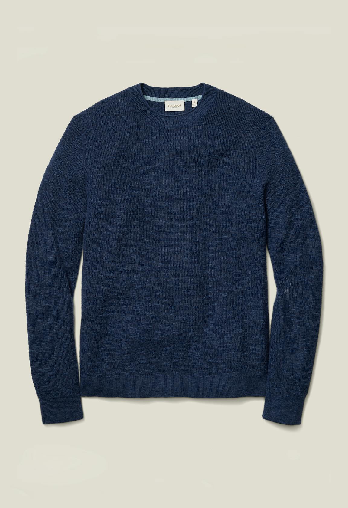 Linen Cotton Roll Neck Sweater