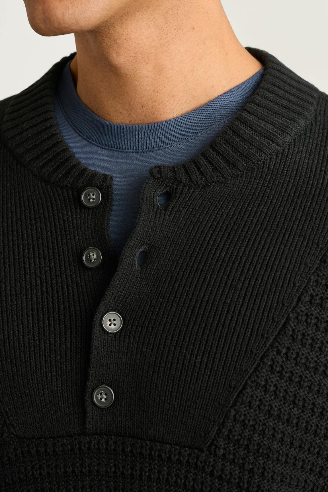Cotton Cashmere Henley Sweater