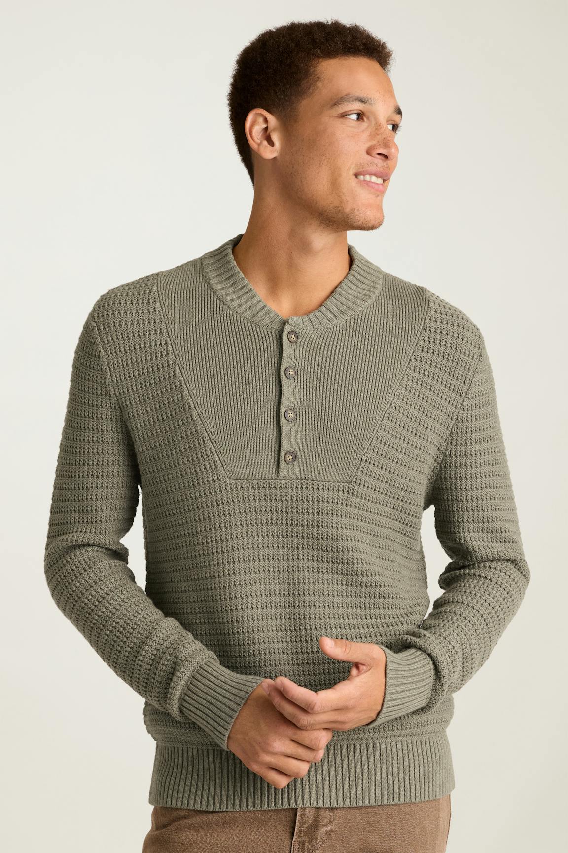 Cotton Cashmere Henley Sweater