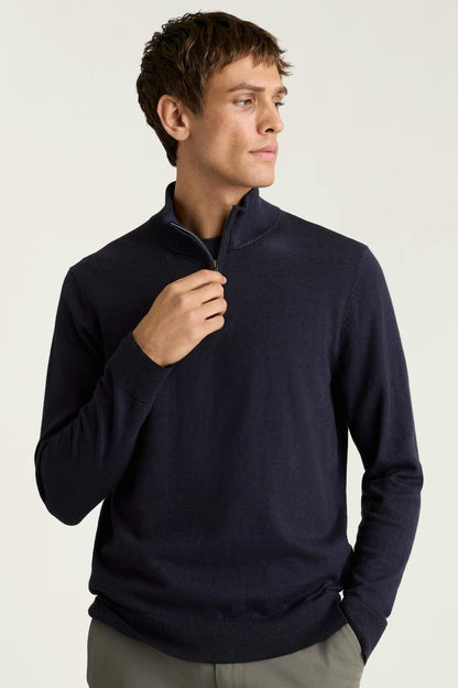 Washable Cotton Cashmere Quarter Zip
