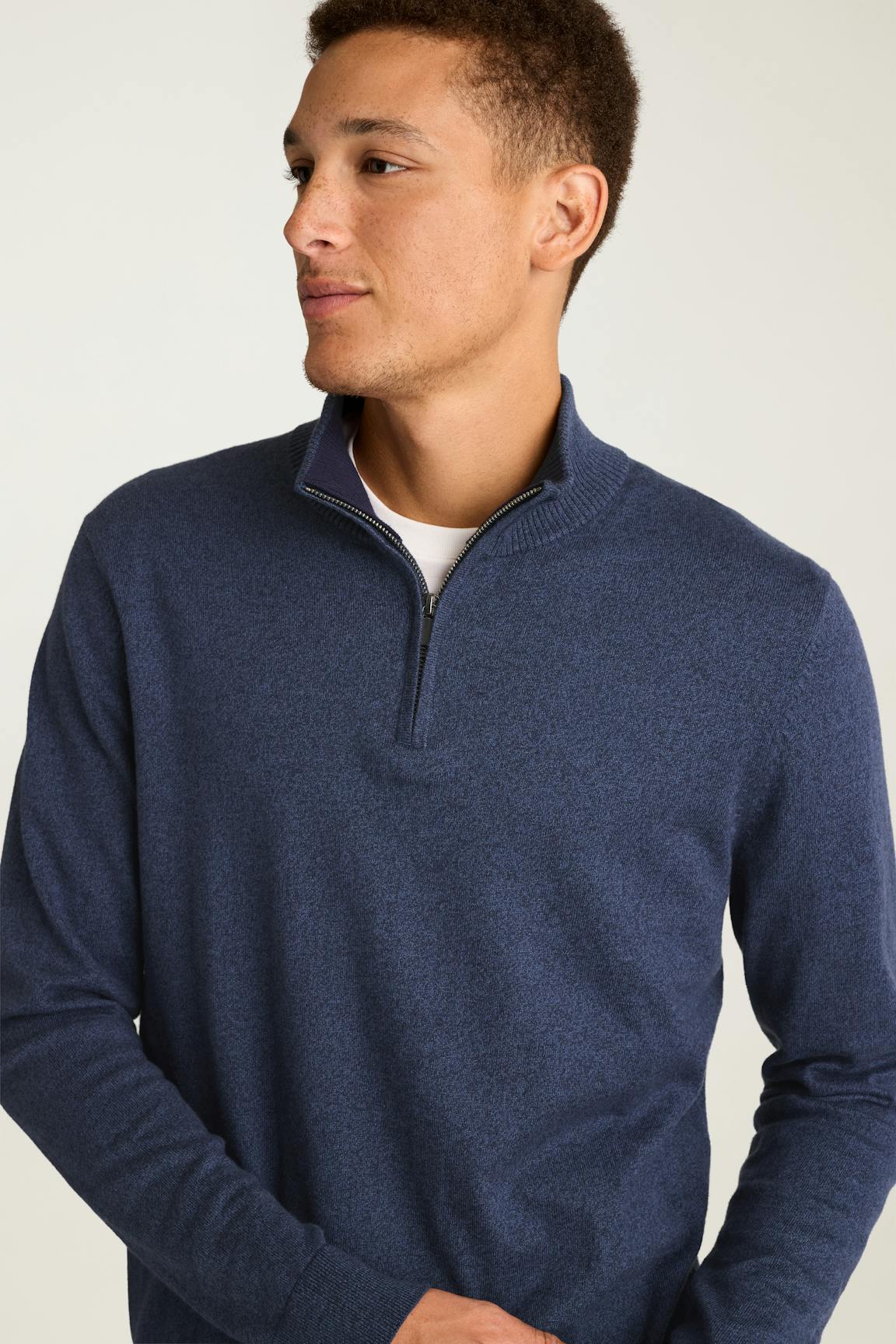Washable Cotton Cashmere Quarter Zip