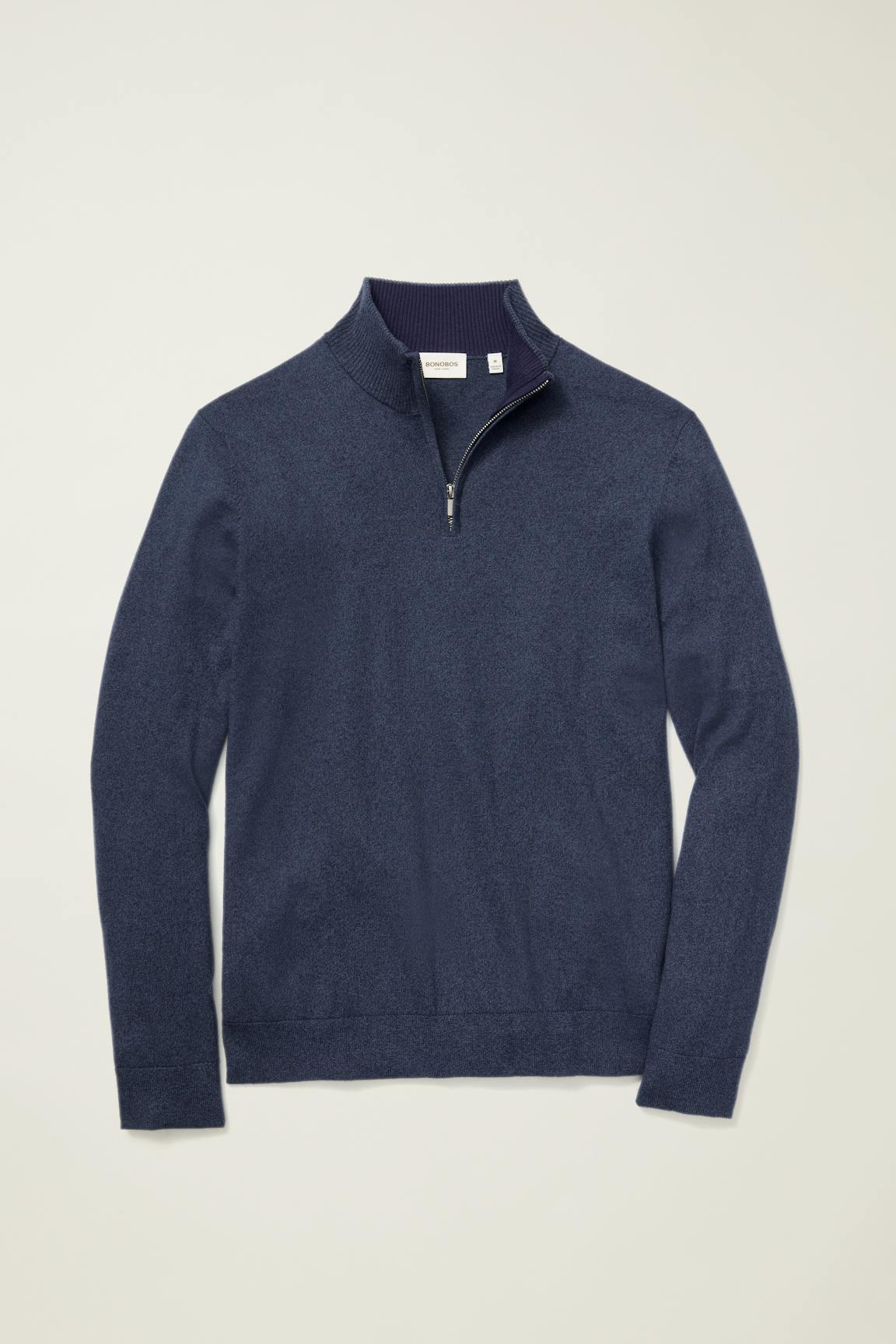 Washable Cotton Cashmere Quarter Zip