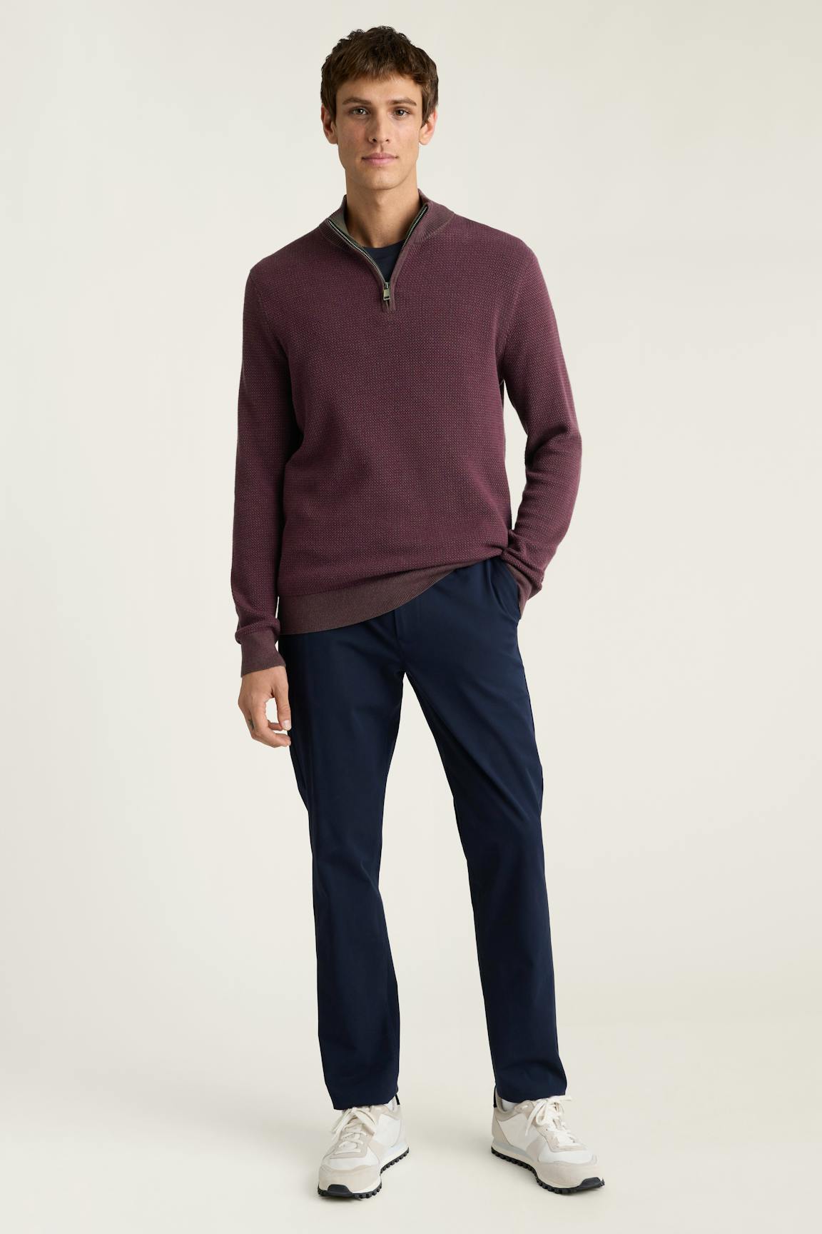 Washable Cotton Cashmere Quarter Zip