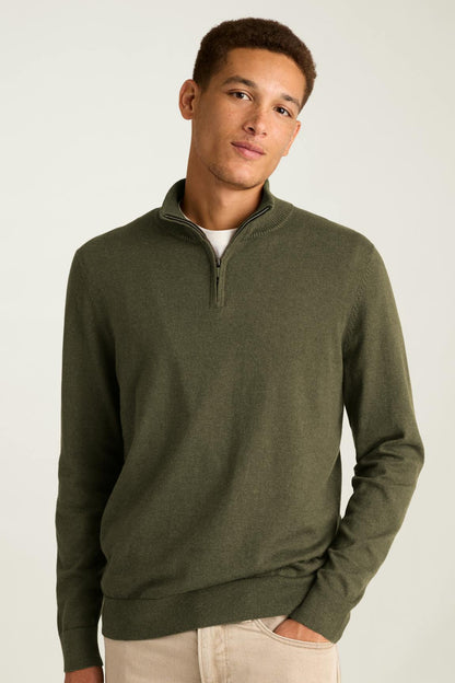 Washable Cotton Cashmere Quarter Zip